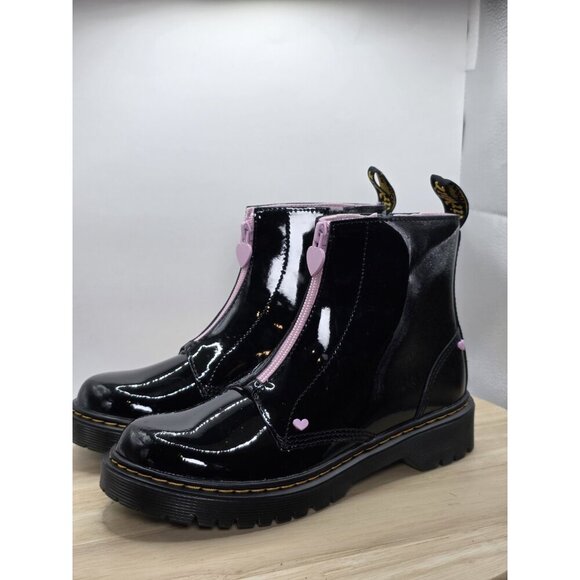 Dr Martens 1460 Y Bex Heart Zip Black Patent Leather Zip Ankle Boots Size US 5 - Picture 7 of 9